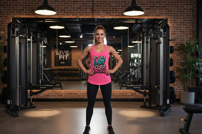 Pink tank top with text 'Act Like a Lady, Act Like a Boss!'