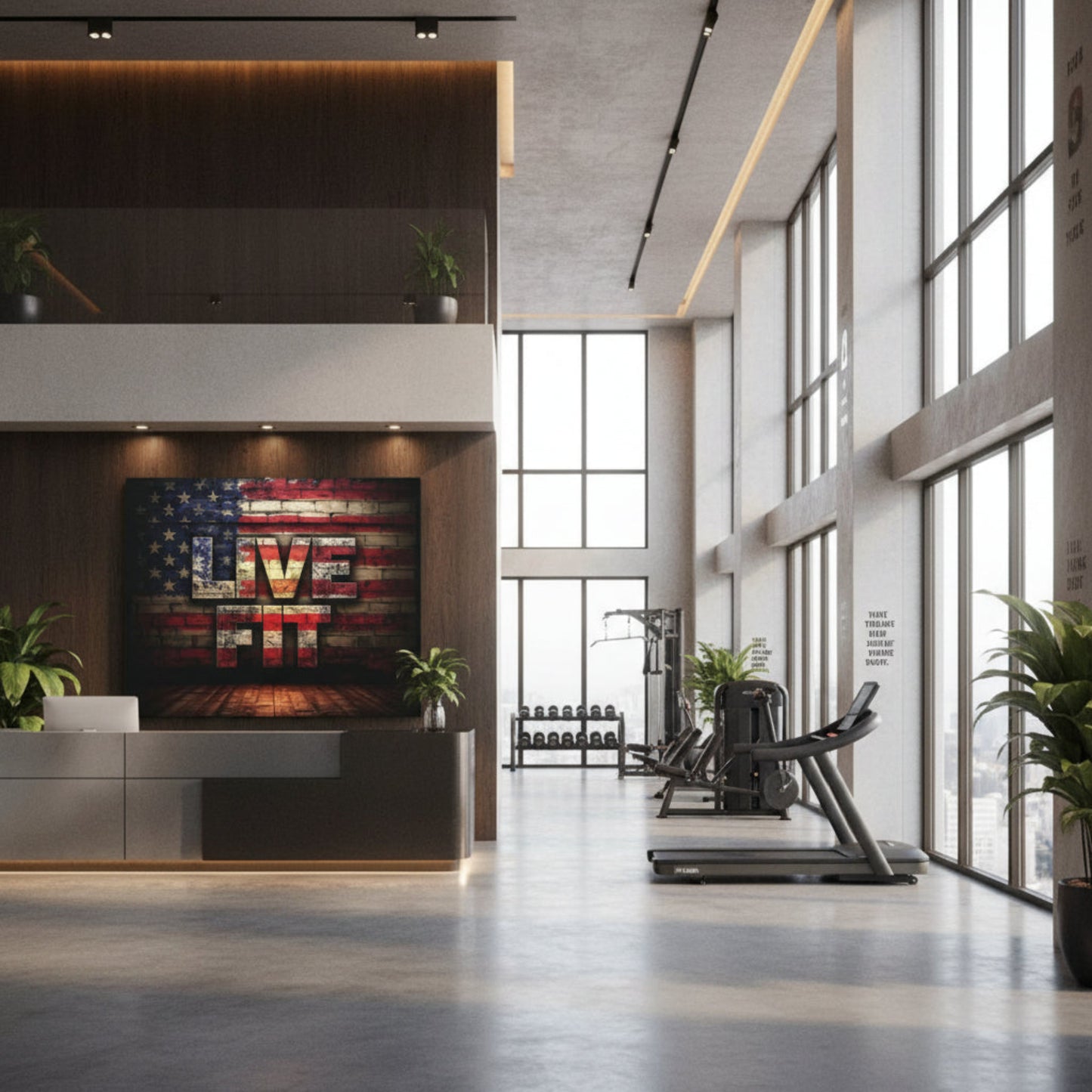 American Pride Canvas Wall Art - Live Fit Decor -  Fitness Motivation - Patriotic Gift - USA Flag Artwork - Red White Blue -