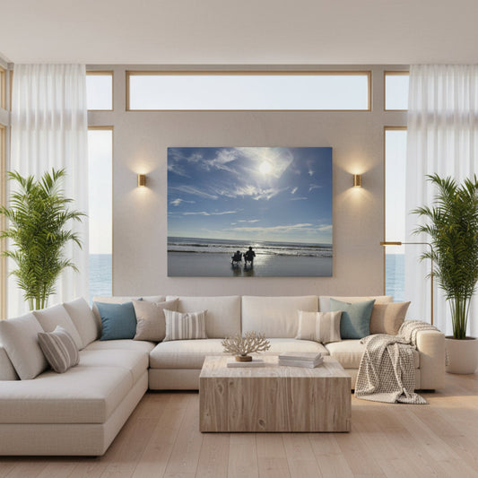 Beach Day - Canvas Wall Art - Stretched Canvas Print - Coastal Home Decor - Ocean Wall Art - Serene Landscape Painting