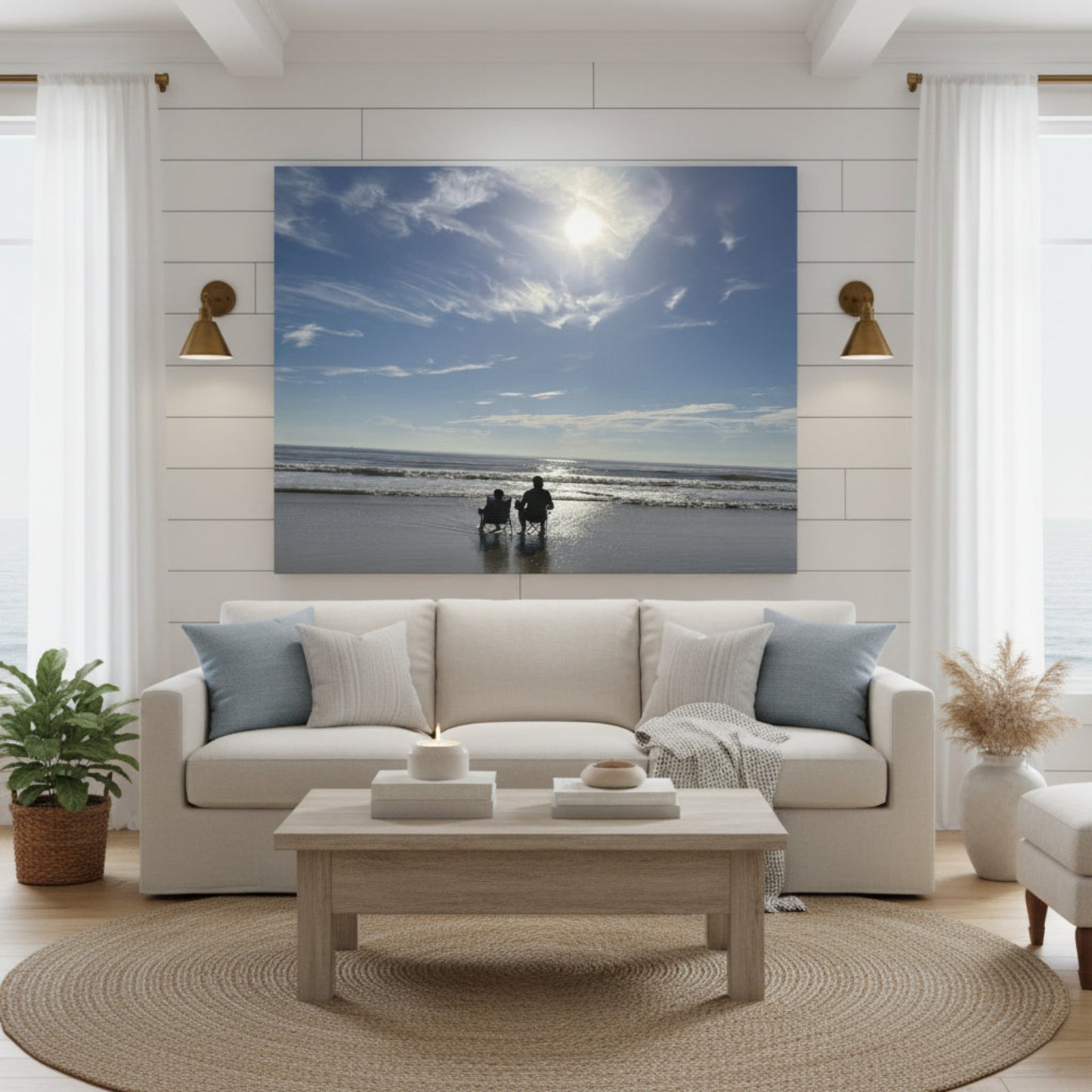 Beach Day - Canvas Wall Art - Stretched Canvas Print - Coastal Home Decor - Ocean Wall Art - Serene Landscape Painting