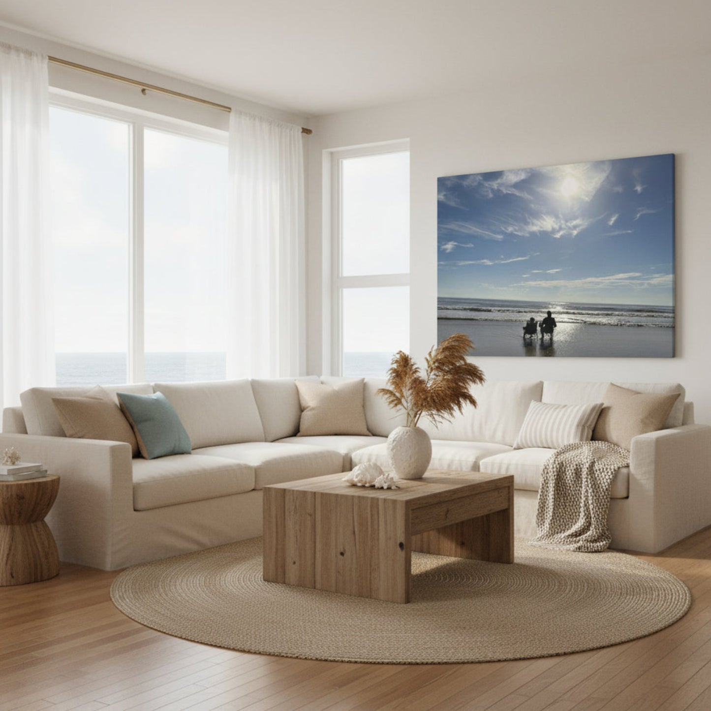 Beach Day - Canvas Wall Art - Stretched Canvas Print - Coastal Home Decor - Ocean Wall Art - Serene Landscape Painting