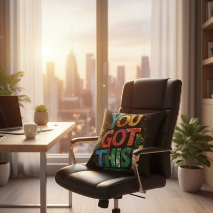 Black  Motivational  Square  Pillow - You  Got  This!!