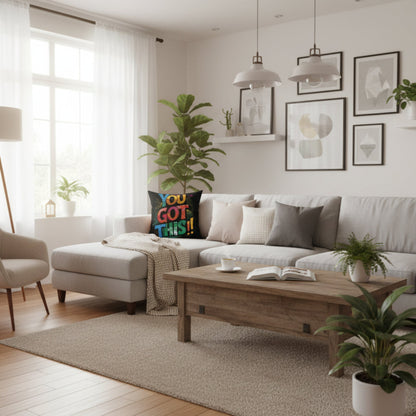 Black  Motivational  Square  Pillow - You  Got  This!!