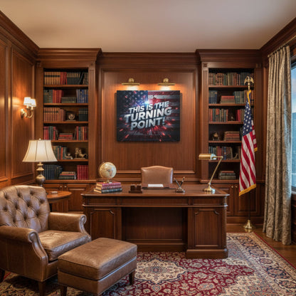 Canvas Print - Patriotic Wall Art - Stunning - Red White Blue - American Flag Backdrop - Charlie Kirk Inspired - This Is The Turning Point! - Multiple Sizes -