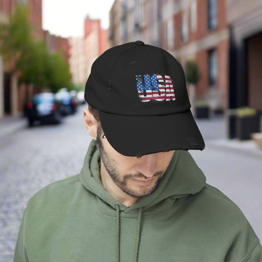 💥 Unisex 💥 USA 💥 Red White and Blue 💥 Distressed Cap 💥 One Size 💥 D Ring Closure 💥 Colors💥 Black 💥 Light Olive 💥 Scotland Blue 💥 Nickel 💥 Stone 💥 True Pink 💥