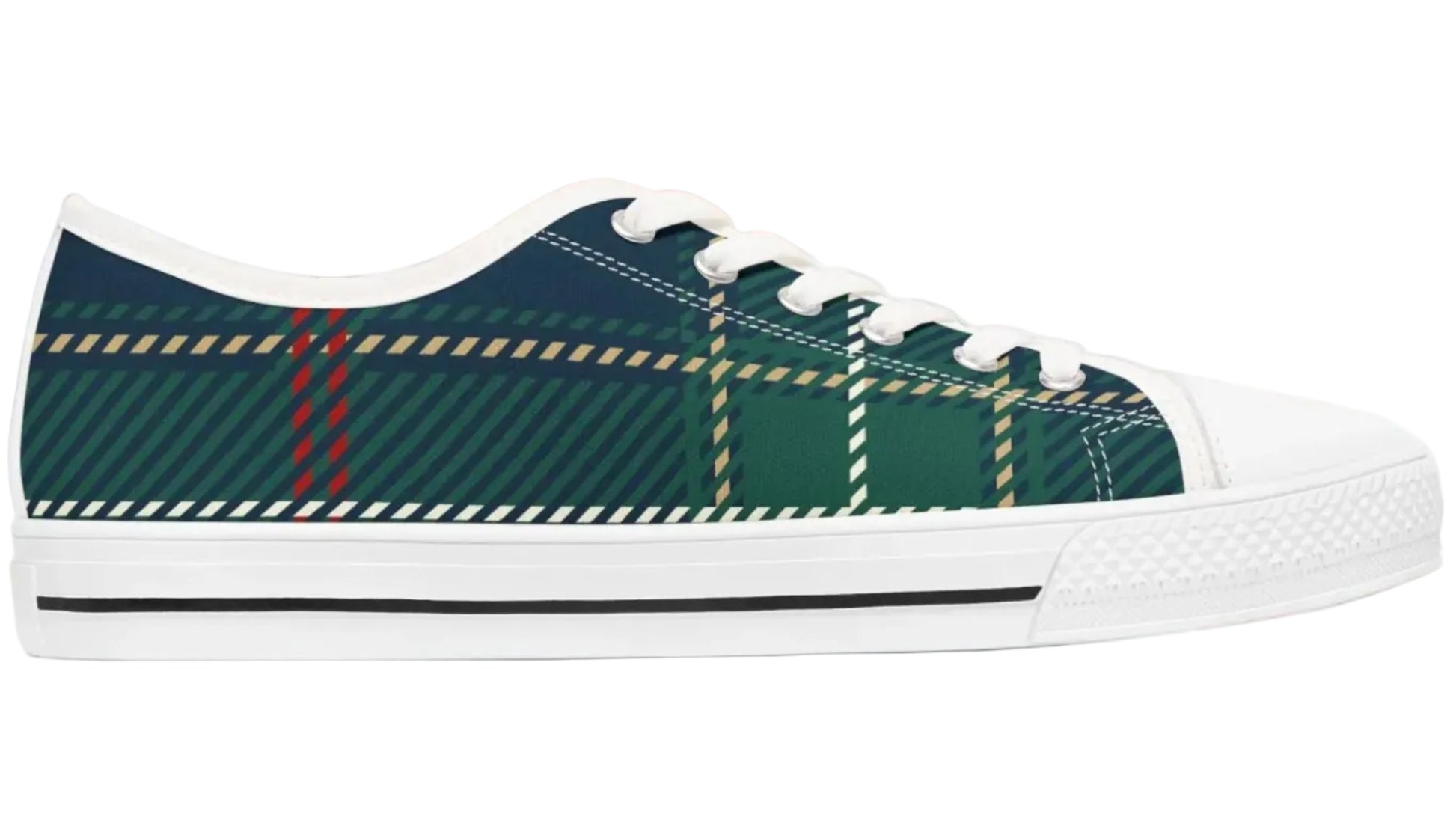 Green plaid sneaker on a white background