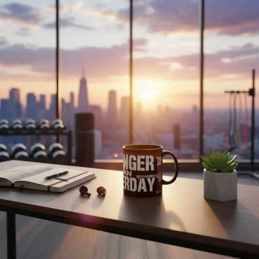 Stronger Than Yesterday Mug - Motivational Black Coffee Cup - Perfect Gift for Fitness Lovers - Entrepreneurs - Daily Inspiration