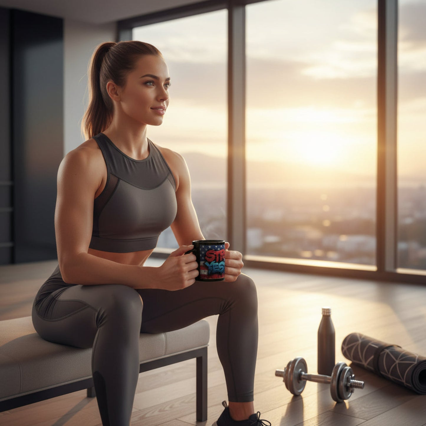 Stronger Than Yesterday! Motivational Mug - American Flag - 11oz/15oz