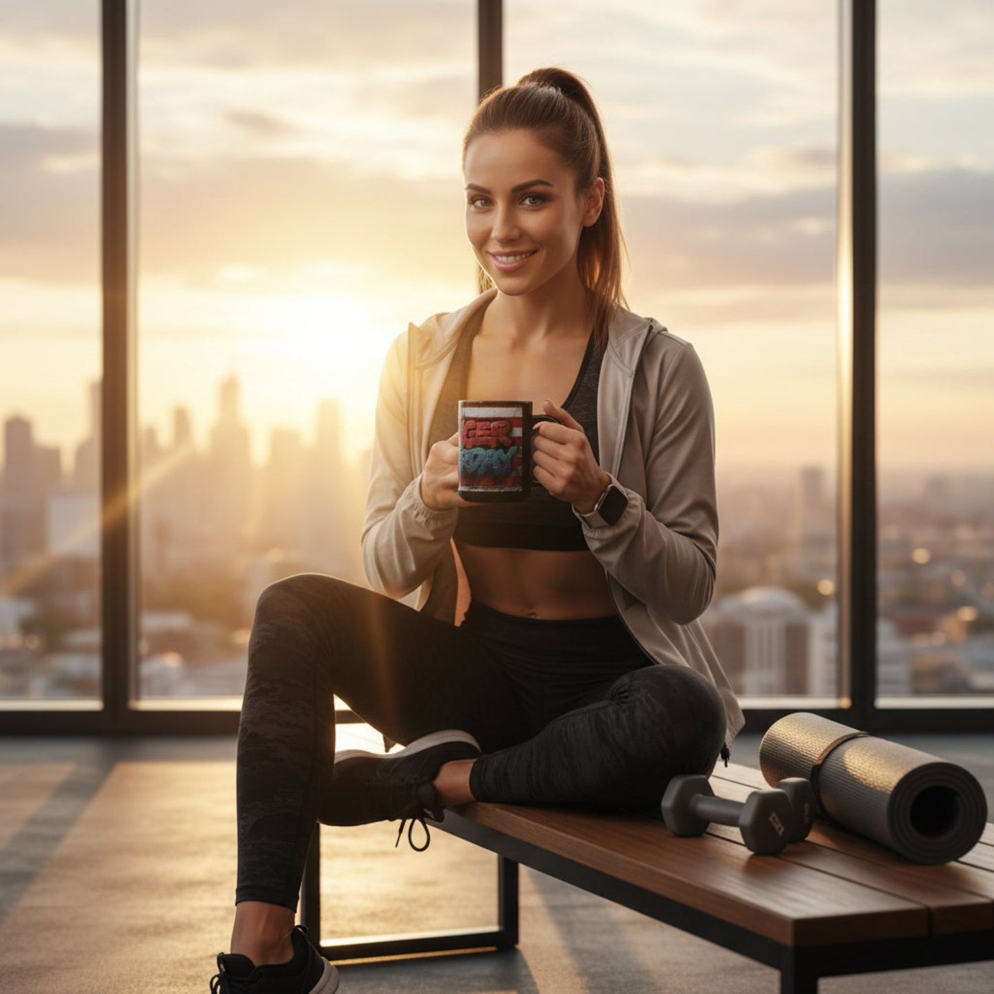 Stronger Than Yesterday! Motivational Mug - American Flag - 11oz/15oz