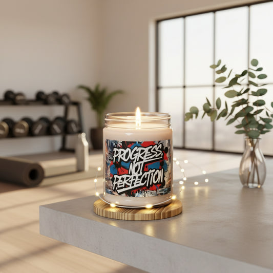 Eye-Catching - Scented - Soy Candles - 9oz - Progress  Not  Perfection - Inspirational  - Home  Décor - 9 Scented  - 1  Unscented  - Eco-Friendly - 50 - 60  Hours  Of Burning  Time - Fitness