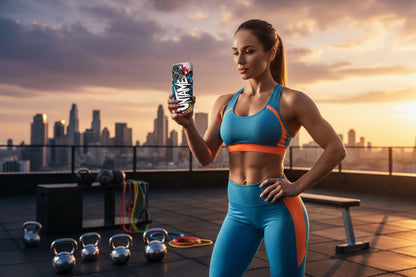 A phone case with a vibrant graphic design featuring the bold text Untamed! and geometric shapes, displayed against a natural backdrop. 