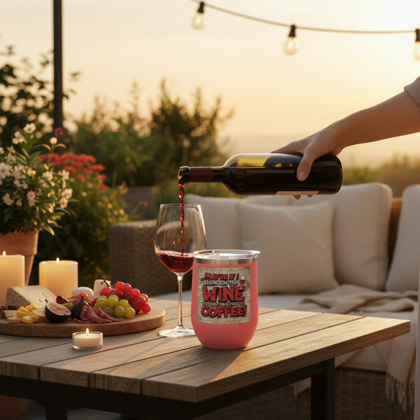 Funny - Maybe If I Blow On This Wine They Will Think That It’s Coffee! - Wine Tumbler - 12oz - Perfect Gift for Wine Lovers - Holiday Gift - Coffee Enthusiasts - Party Favor - Birthday Gift -  Home Bar Accessory