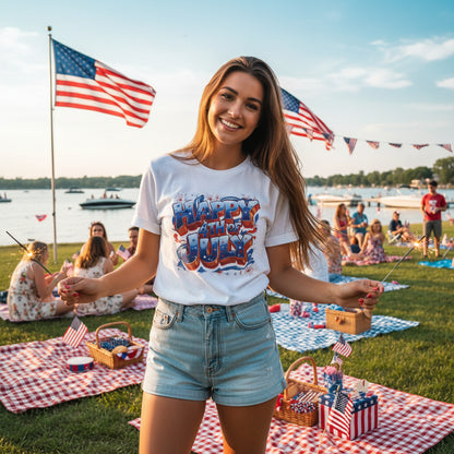 Happy 4th of July T-Shirt - Independence Day Bald Eagle - American Flag Graphic Tee