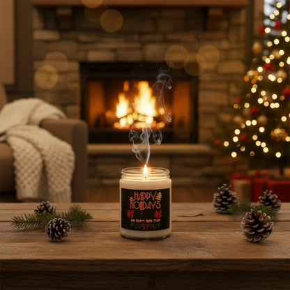 Happy Holidays And Happy New Year Scented Soy Candle - 9oz - Holiday Gift - 10 Scent Options - Eco-Friendly