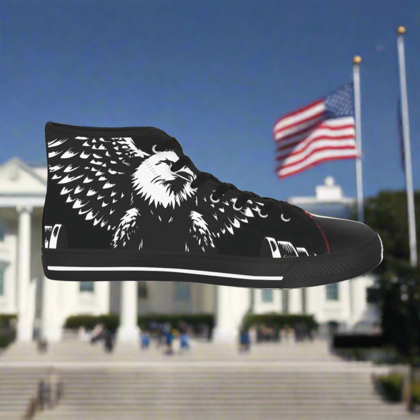 💥 High-Top Sneakers 💥   USA  💥   Red White & Blue 💥 Eagle Design 💥   Sizes US  5 - 14   💥