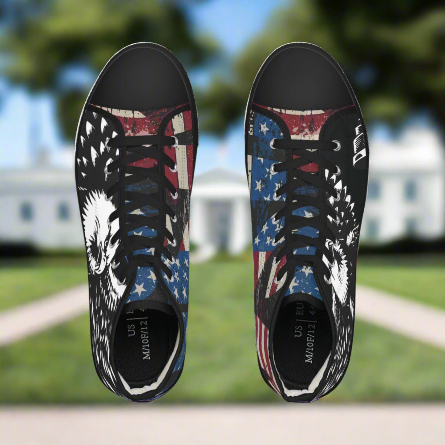 💥 High-Top Sneakers 💥   USA  💥   Red White & Blue 💥 Eagle Design 💥   Sizes US  5 - 14   💥