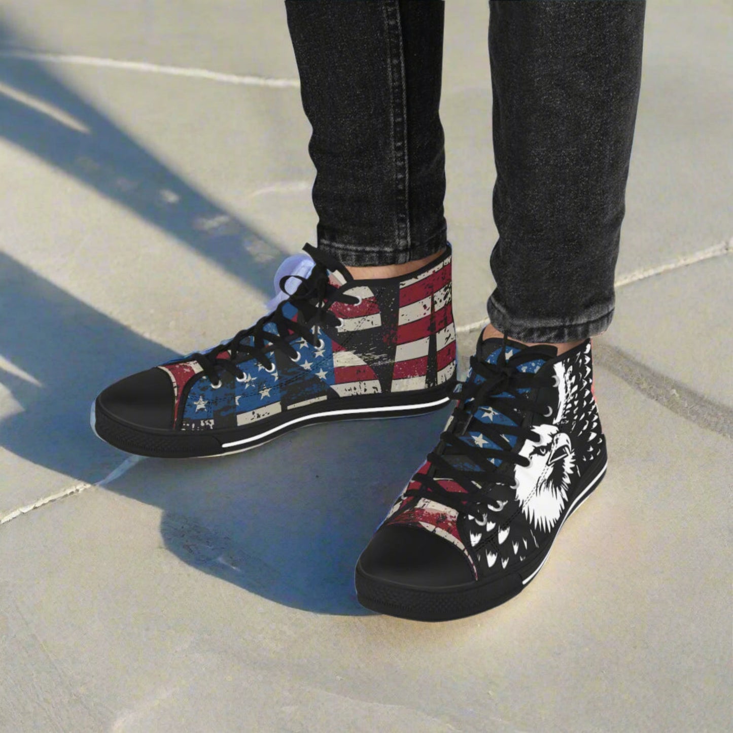 💥 High-Top Sneakers 💥   USA  💥   Red White & Blue 💥 Eagle Design 💥   Sizes US  5 - 14   💥
