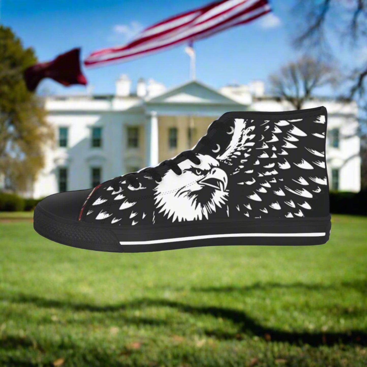 💥 High-Top Sneakers 💥   USA  💥   Red White & Blue 💥 Eagle Design 💥   Sizes US  5 - 14   💥