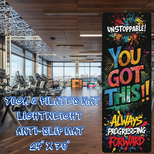 💥 Motivational  💥 Inspiring 💥 Vibrant  💥 Black Yoga  &  Pilates  Mat  💥  Lightweight 💥  Anti-Slip Mat   💥  Microfiber Sued Top 💥   Natural Rubber Bottom 💥  Edge To Edge  Vibrant and Motivational Print  💥