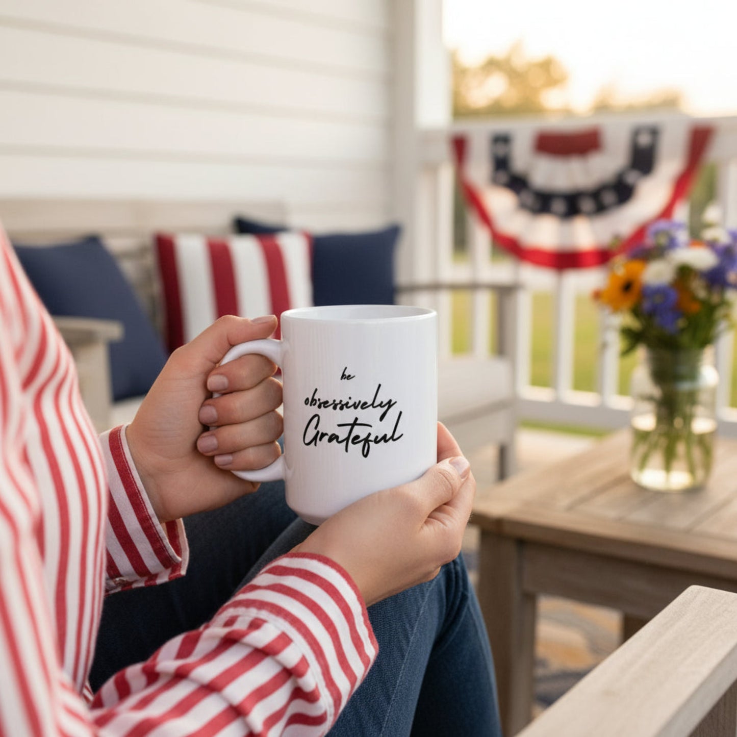 Be Obsessively Grateful Mug - White Ceramic Coffee Cup 11oz 15oz