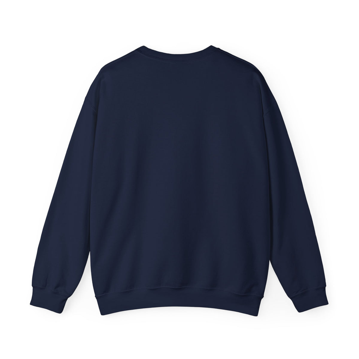 Navy blue sweatshirt against a white background.