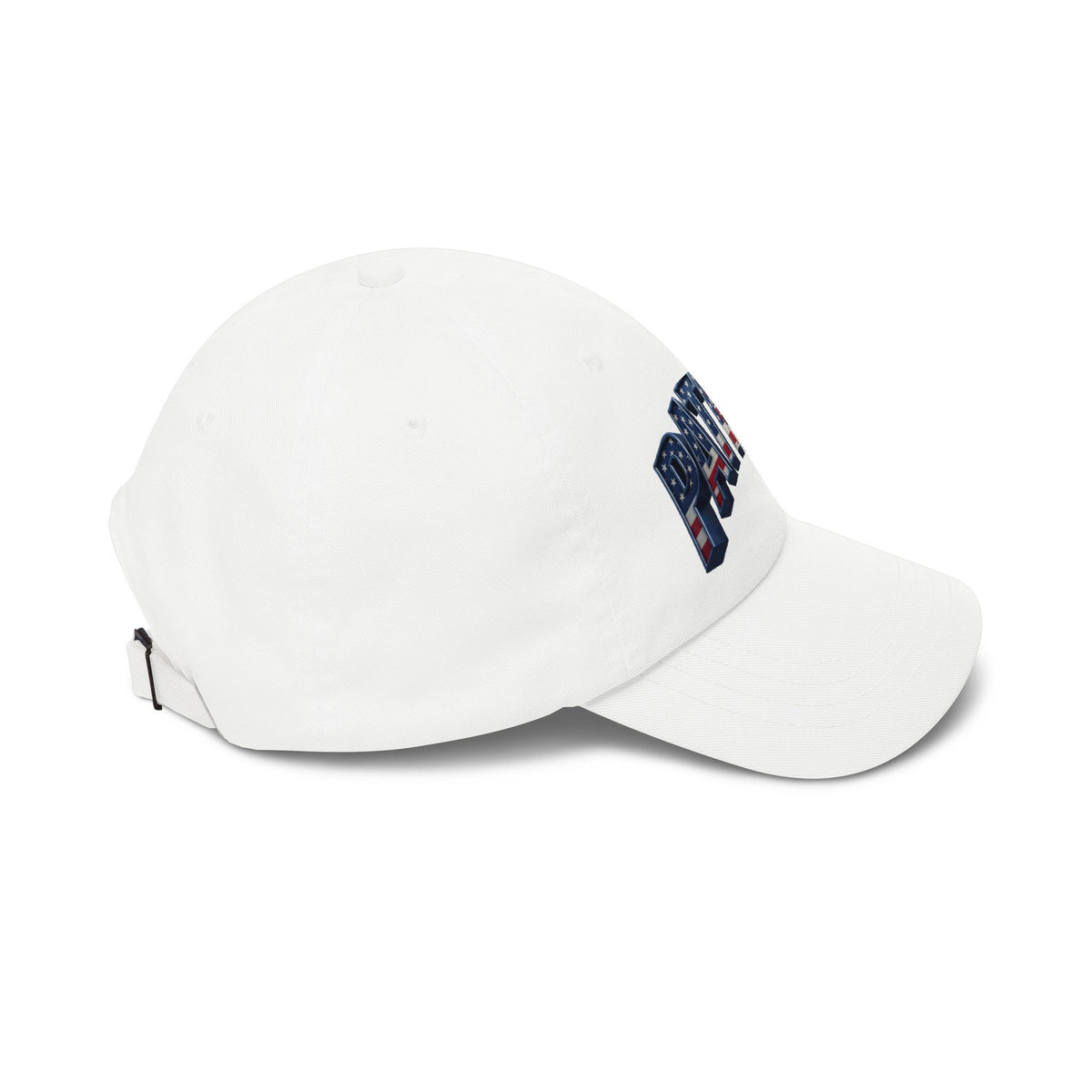 A white baseball cap with a PATRIOT logo on the side, shown against a plain white background.