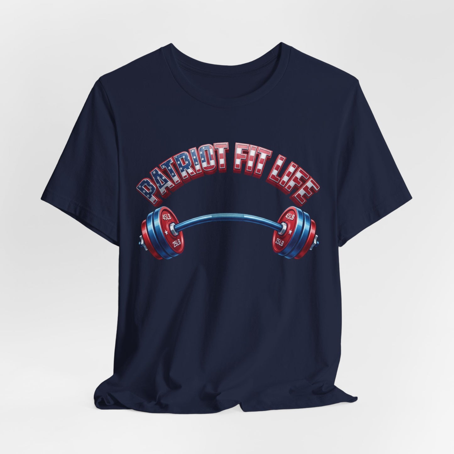 Patriot Fit Life T-Shirt | American Flag Barbell Arch Gym Tee – LIVE FIT