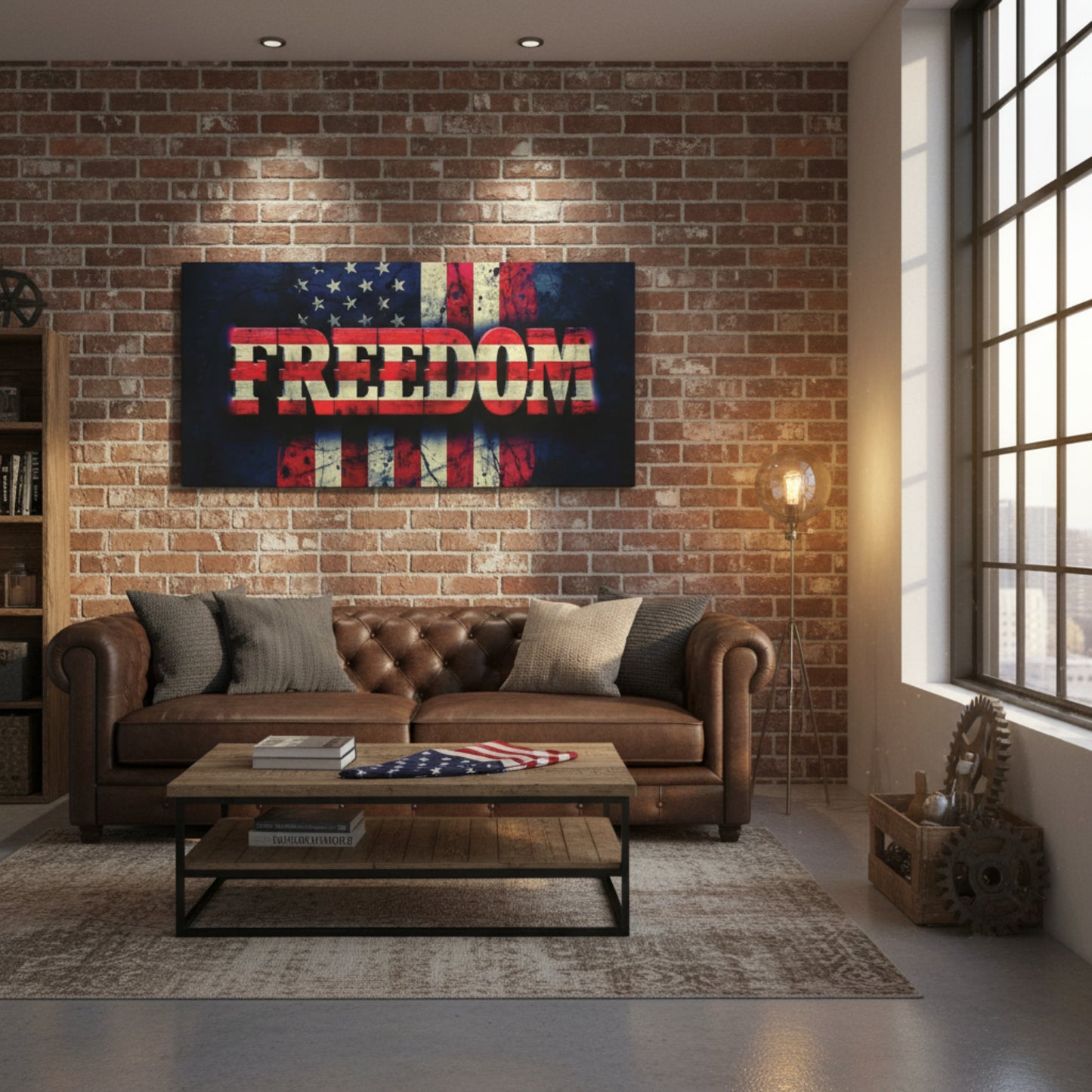 Patriotic - Gallery Wrapped - Wall Art Print - Freedom Design Canvas Decor - American Flag - Red White & Blue Artwork - Christmas Gifts - Independence Day Decoration - Home Gallery Piece -