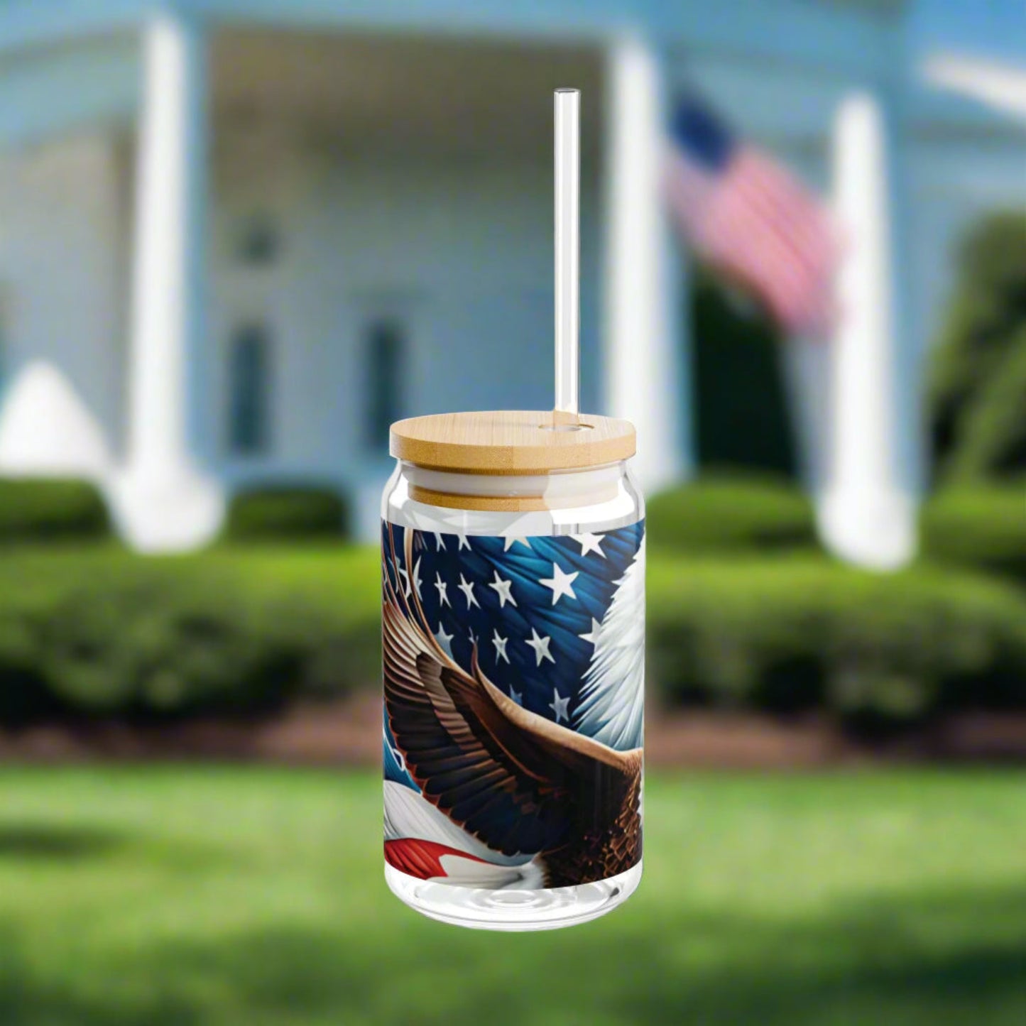 16oz Patriotic Eagle Sipper Glass
