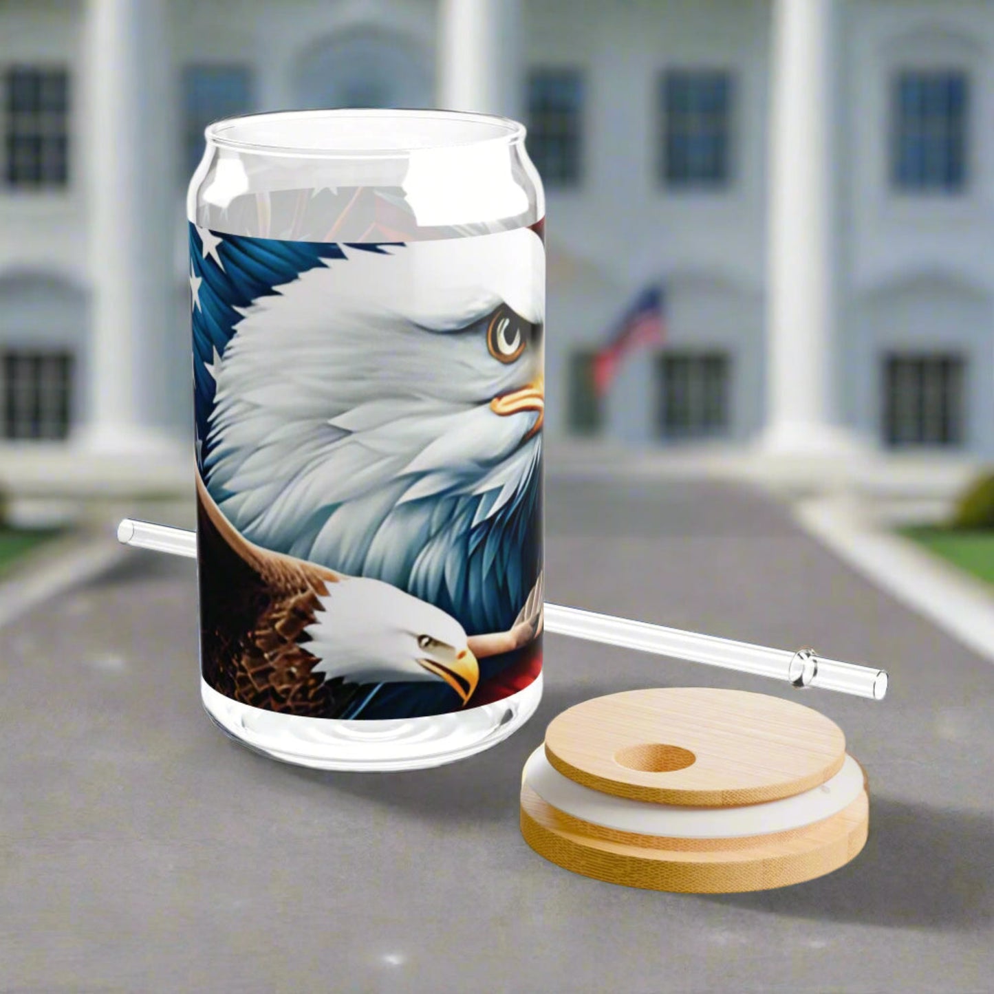 16oz Patriotic Eagle Sipper Glass