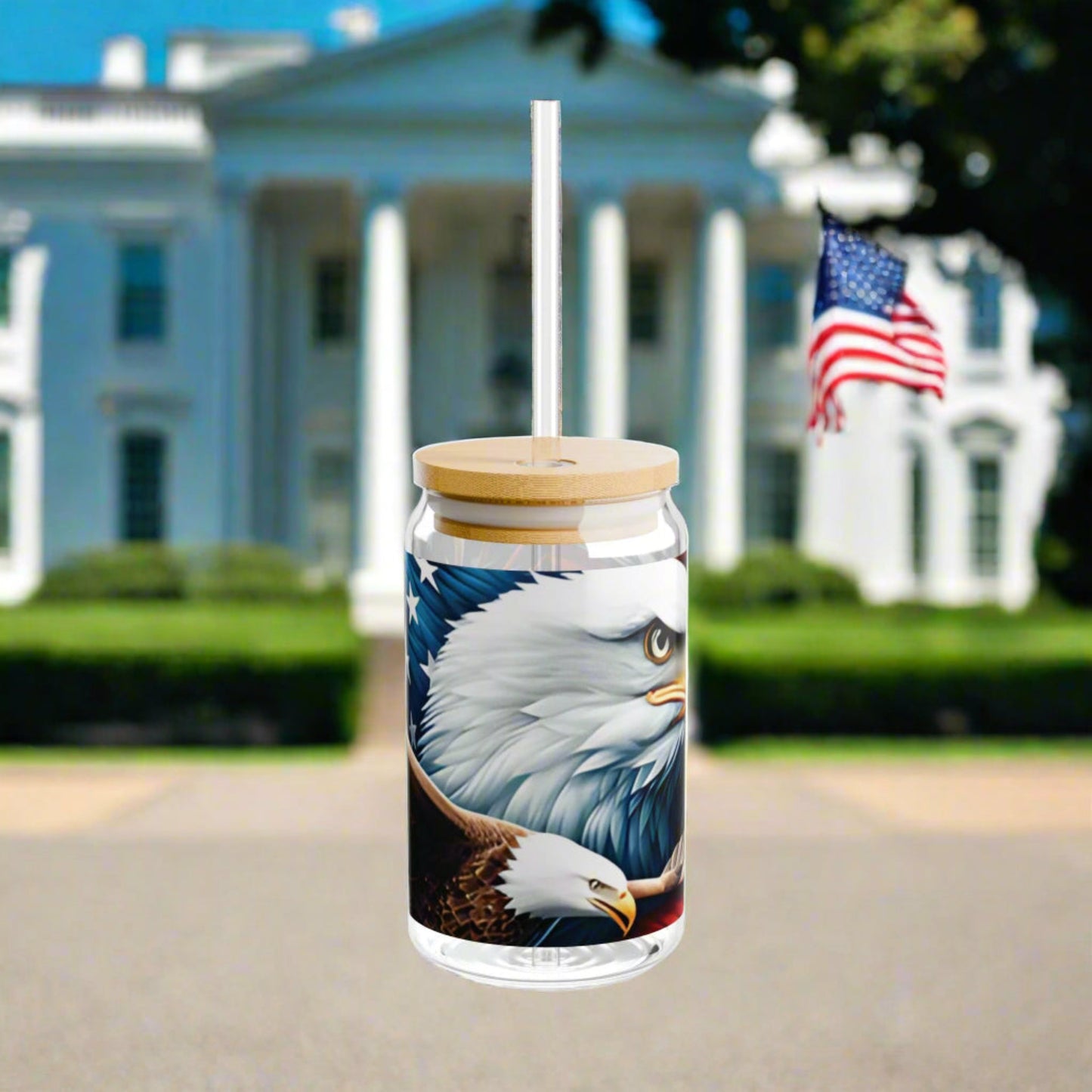 16oz Patriotic Eagle Sipper Glass
