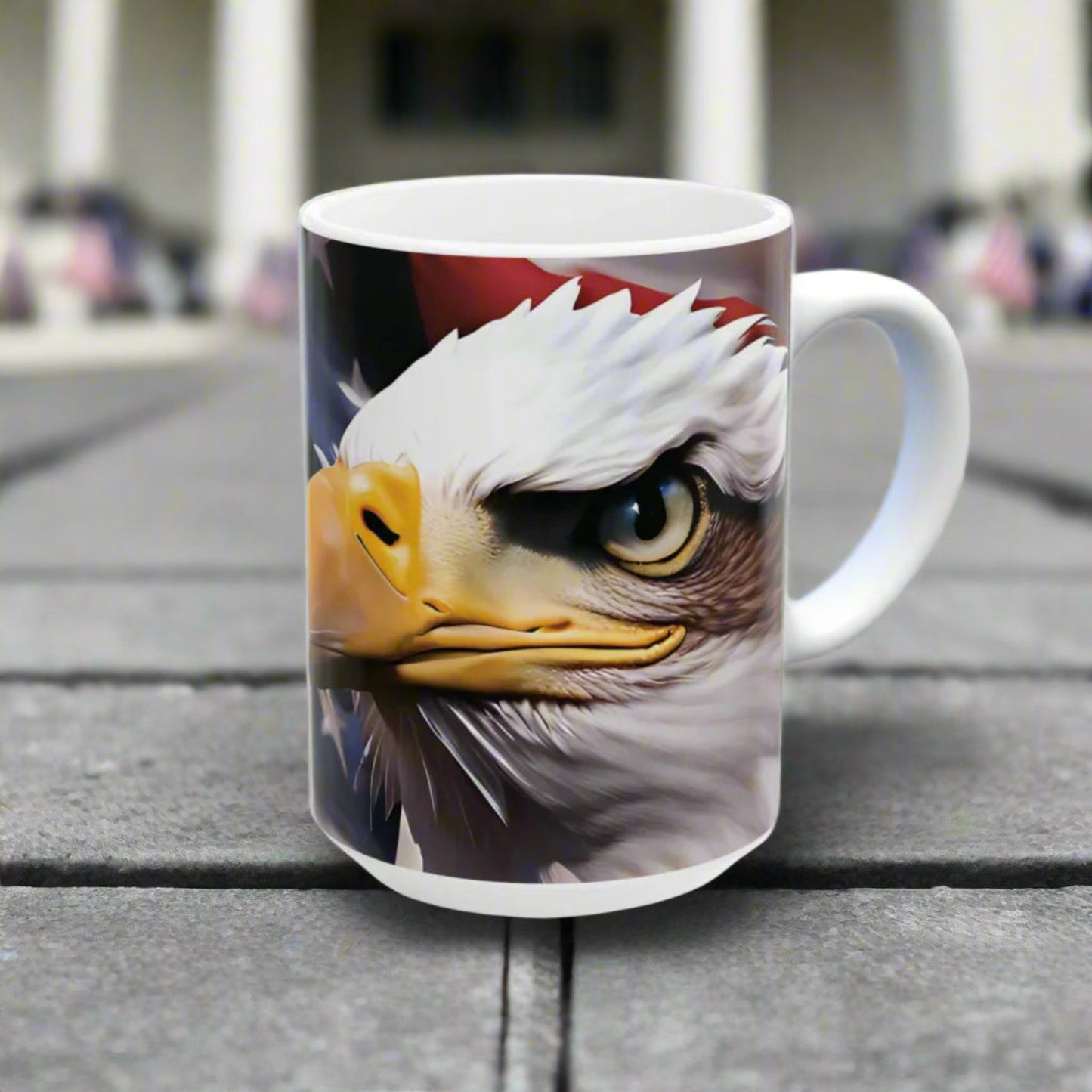Patriotic Red White & Blue Mug - American Flag & Bald Eagle - 11oz/15oz - 4th of July Gift
