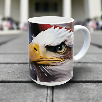Patriotic Red White & Blue Mug - American Flag & Bald Eagle - 11oz/15oz - 4th of July Gift
