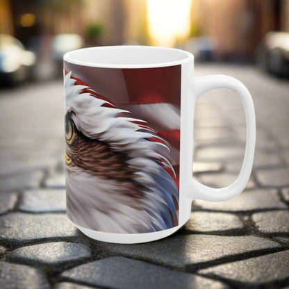 Patriotic Red White & Blue Mug - American Flag & Bald Eagle - 11oz/15oz - 4th of July Gift