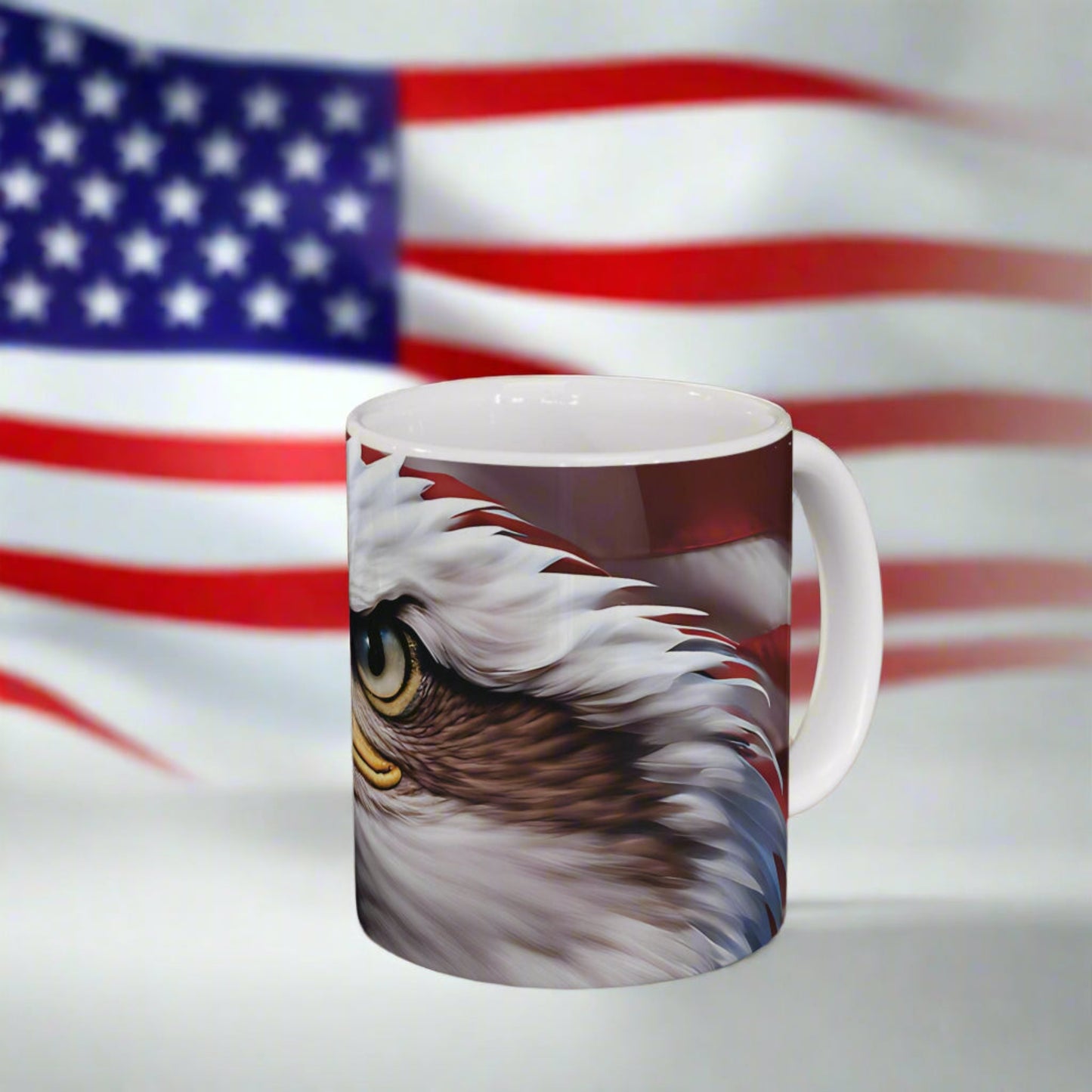 Patriotic Red White & Blue Mug - American Flag & Bald Eagle - 11oz/15oz - 4th of July Gift