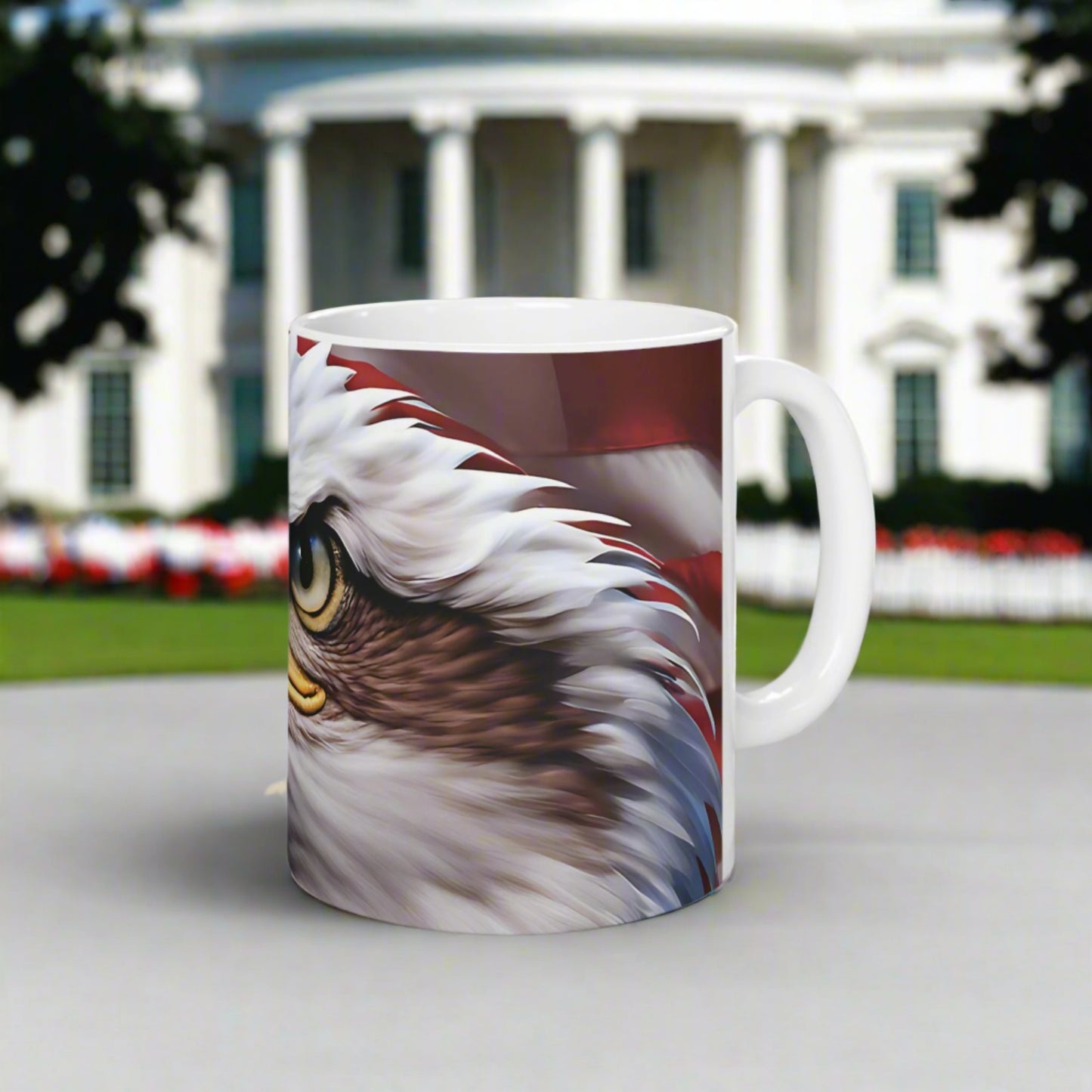 Patriotic Red White & Blue Mug - American Flag & Bald Eagle - 11oz/15oz - 4th of July Gift