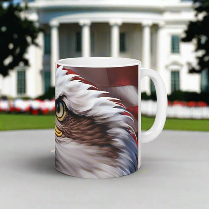 Patriotic Red White & Blue Mug - American Flag & Bald Eagle - 11oz/15oz - 4th of July Gift