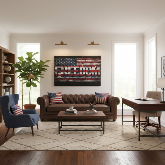 Patriotic Vintage American Flag Canvas Wall Art -  Freedom Decor -  Rustic Home Decor -  Americana Wall Art -  Independence Day Decoration -  Red White & Blue Art -