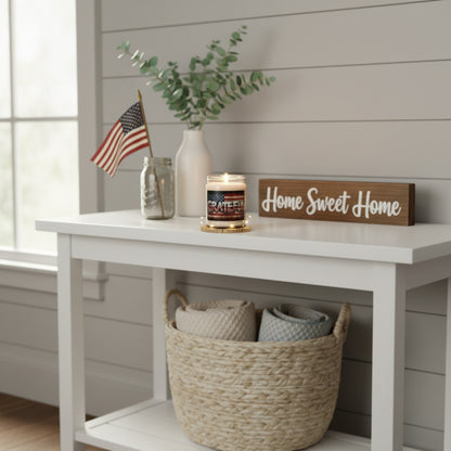 Scented 9oz Soy Candles - Patriotic Grateful Print -  American Flag Backdrop - Red White & Blue Design