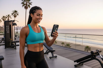 Phone case with colorful 'LIVE FIT' design.