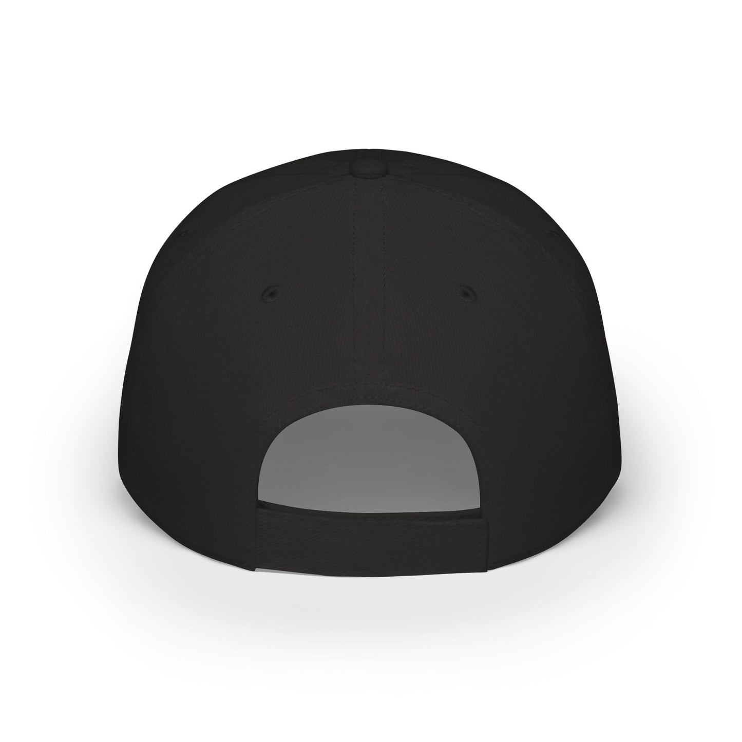 Black cap with a view from behind the hat against a clean white background.