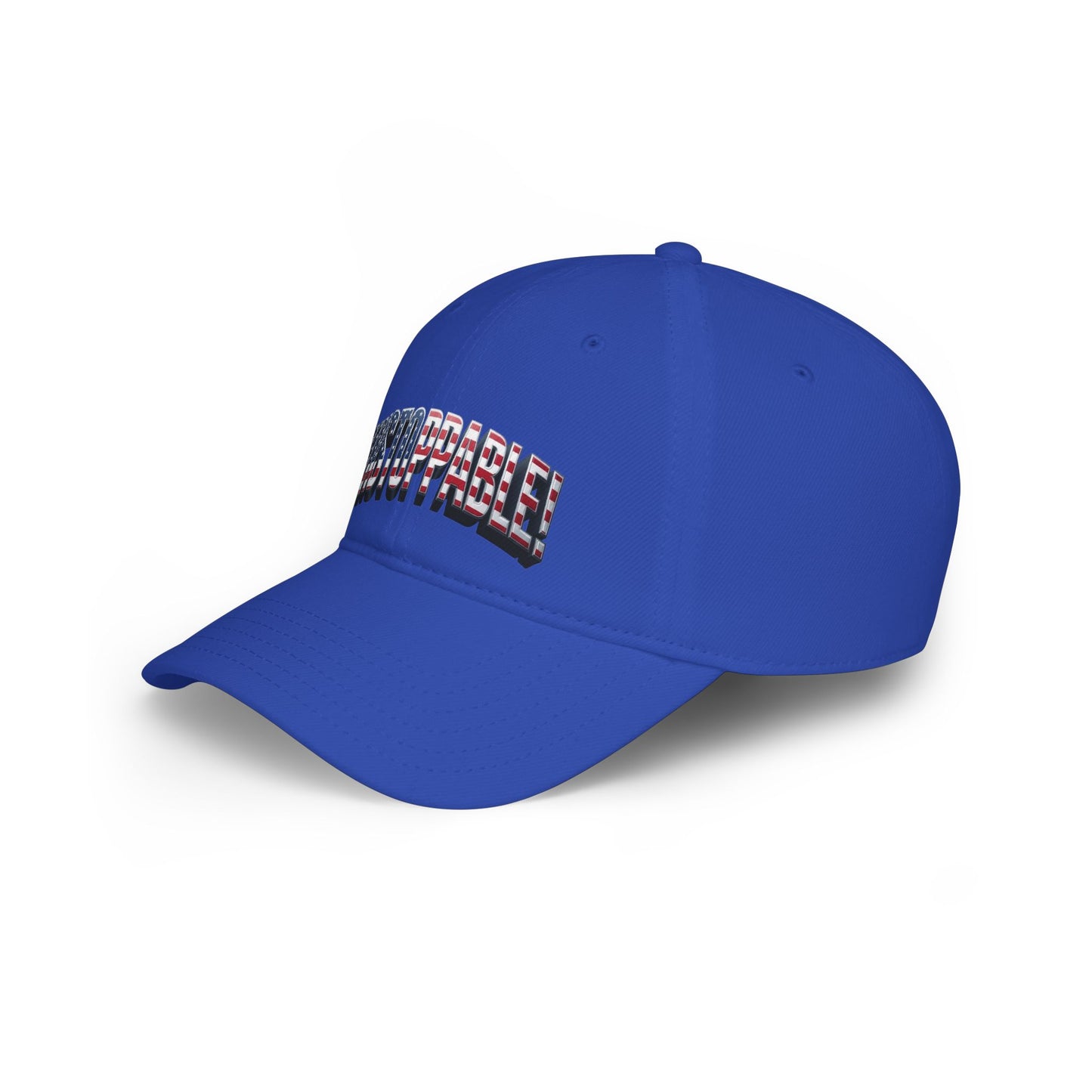 Blue cap with UNSTOPPABLE! text against a clean white background.