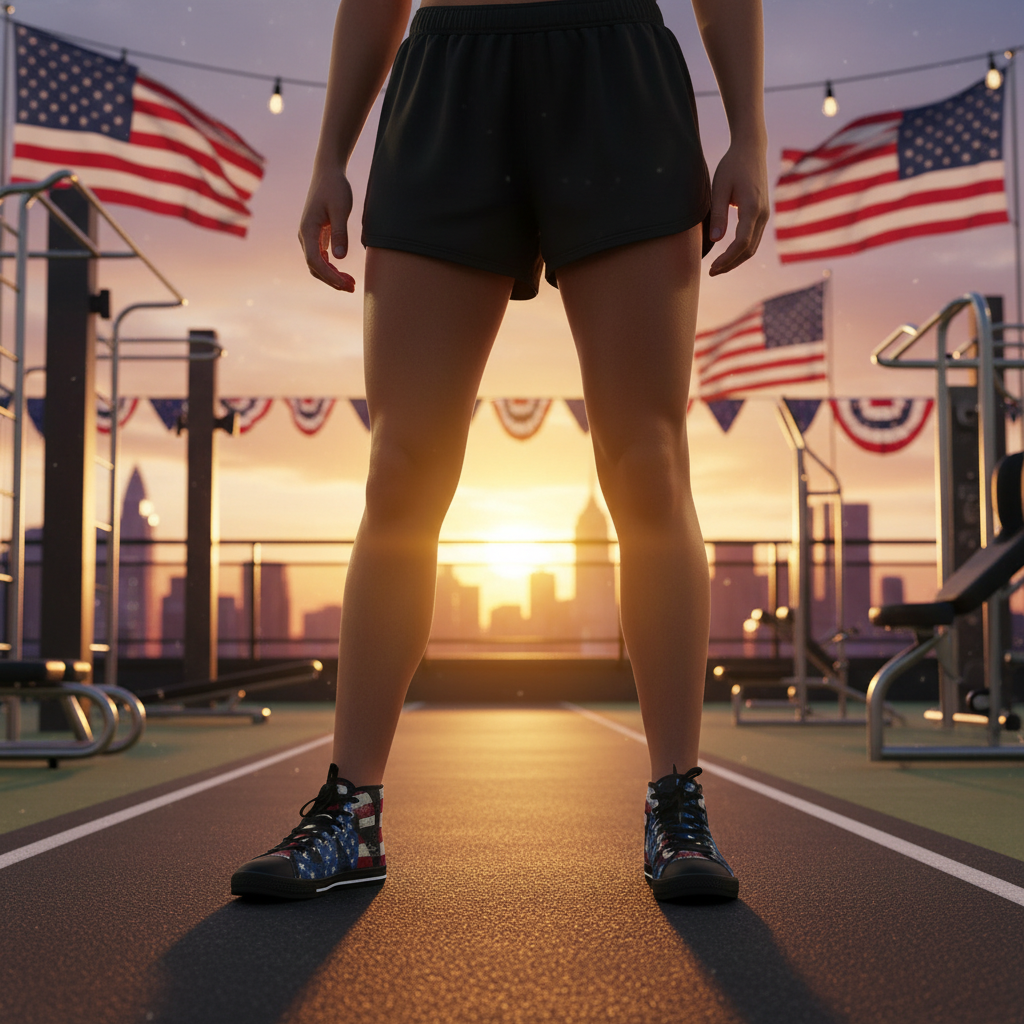 High-top sneakers with an American flag design.