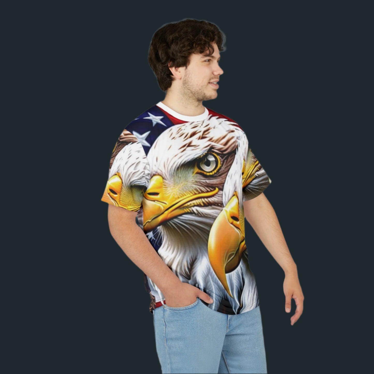 💥 Unisex 💥 Patriotic 💥 White House 💥American Flag 💥 Bald Eagle 💥All Over Print Design 💥 T-Shirt 💥