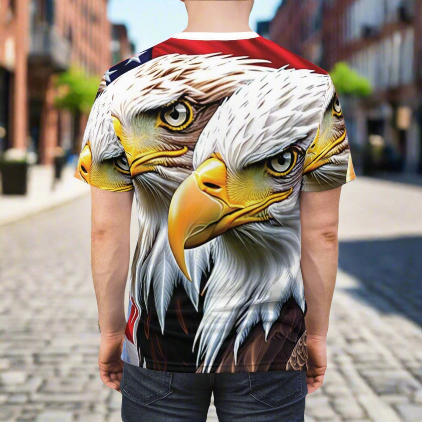 💥 Unisex 💥 Patriotic 💥 White House 💥American Flag 💥 Bald Eagle 💥All Over Print Design 💥 T-Shirt 💥