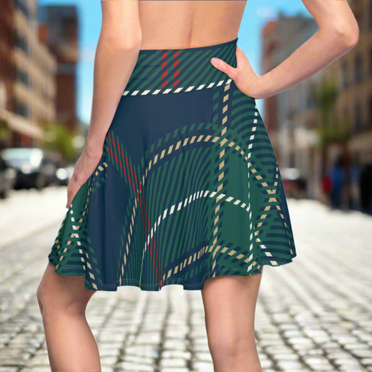💥 Women's 💥 Trendy 💥 Plaid Green 💥 All Over Print 💥 Versatile Fit 💥 Skater Skirt 💥 Sizes US XS-2XL 💥