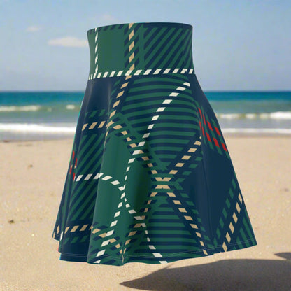 💥 Women's 💥 Trendy 💥 Plaid Green 💥 All Over Print 💥 Versatile Fit 💥 Skater Skirt 💥 Sizes US XS-2XL 💥