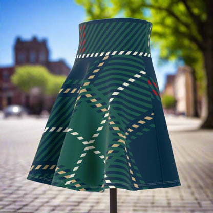 💥 Women's 💥 Trendy 💥 Plaid Green 💥 All Over Print 💥 Versatile Fit 💥 Skater Skirt 💥 Sizes US XS-2XL 💥