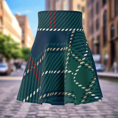 💥 Women's 💥 Trendy 💥 Plaid Green 💥 All Over Print 💥 Versatile Fit 💥 Skater Skirt 💥 Sizes US XS-2XL 💥