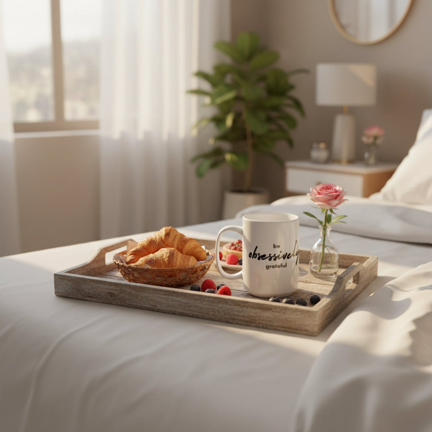 be obsessively grateful - Black Print - White Ceramic Mug - 11oz - 15oz